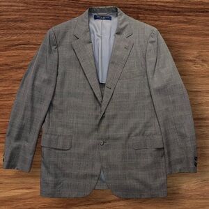 Brooks Brothers 346 Men’s Glen Plaid Grey Wool Blazer Sport Coat 44R